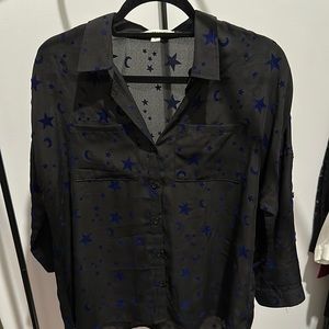 Jak&Rae Black Blue Velvet Star Blouse